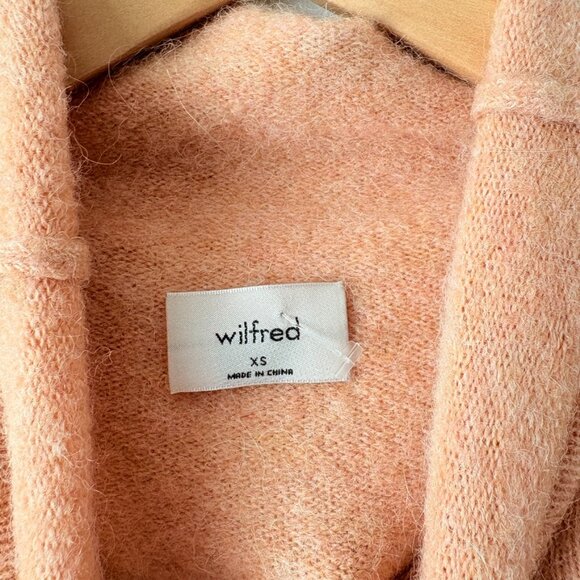 Aritzia Wilfred Lorin Italian Wool Sweater Tie Waist Funnel Neck Nude Pink XS - Picture 8 of 9
